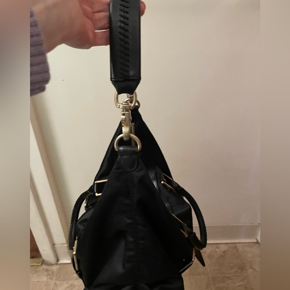 Botkier Sasha Medium Duffle Hobo Black Satin + Leather Double Handles - Picture 2 of 8